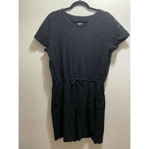 Lou & Grey Black Lace Dress Sz XL Tie Waist
